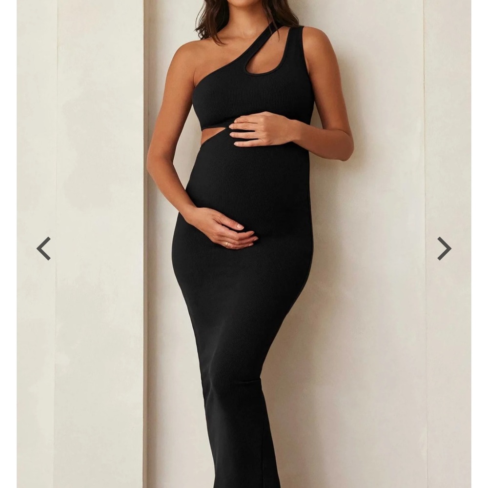 Elegant Black One Shoulder Maternity Dress